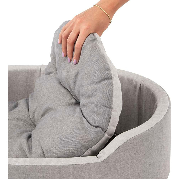 Крісло-ліжко для собак Ferplast - м'яке ліжко для маленьких собак з антибактеріальним захистом, бавовна, 55 x 41 x 15 см, сірий колір