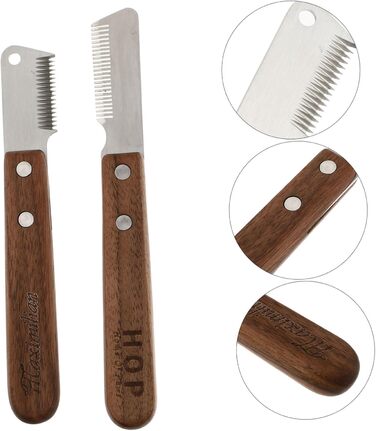 Професійна щітка для собак від підшерстка: видаляє підшерсток та ковтуни. Підходить для довгошерстих та короткошерстих порід. Ергономічна ручка з дерева. 2 шт.