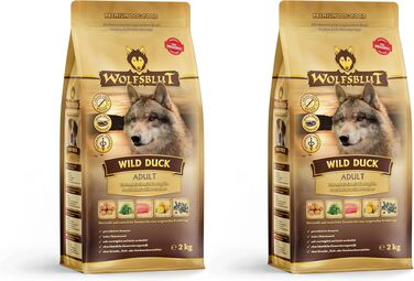 Сухий корм для дорослих собак WOLFSBLUT Adult з качкою (Wild Duck), беззерновий, з суперфудами, 12.5 кг (набір 2х2 кг)