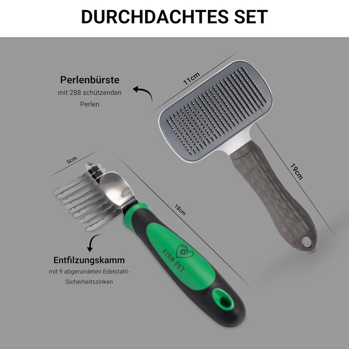 Набір гребінців для собак та котів: 2 шт. (для довгої та короткої шерсті), включає гребінець для видалення ковтунів, догляд за шерстю та обрізка кігтів. Підходить для собак та котів, підшерсткова щітка для оптимального догляду за шерстю.