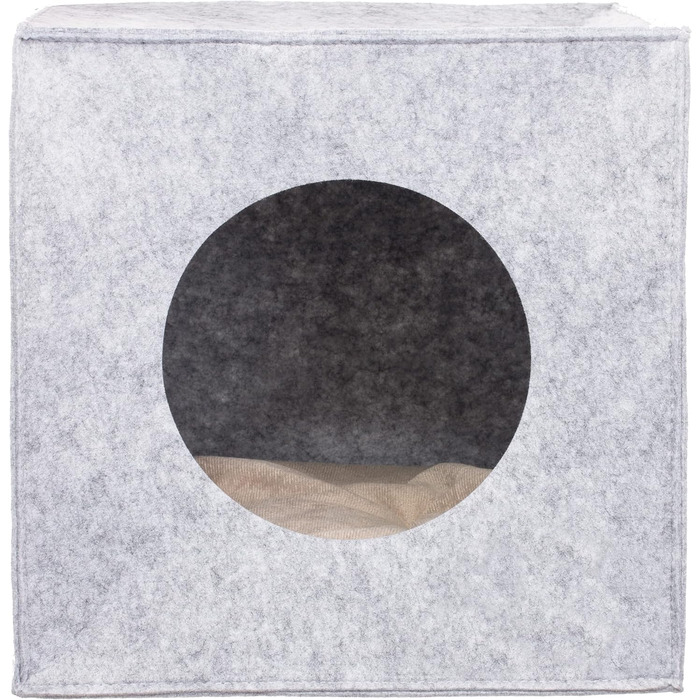 Кішка/Собака: Хатинка з фетру 33x33x33 см, м'яке ліжко з подушкою, складана, сірого кольору