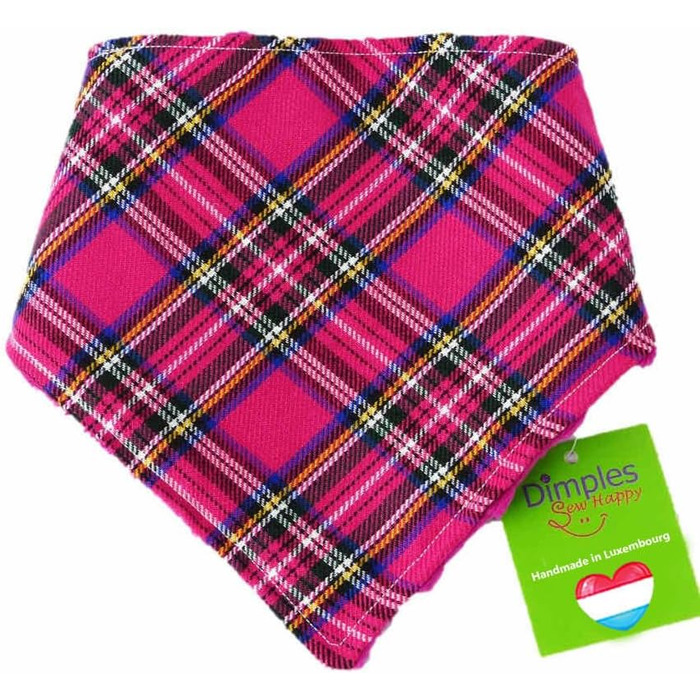 Бандана для собак Dimples у рожеву клітинку, 45 см, для маленьких, середніх і великих собак та котів, подарунок власнику, ручна робота