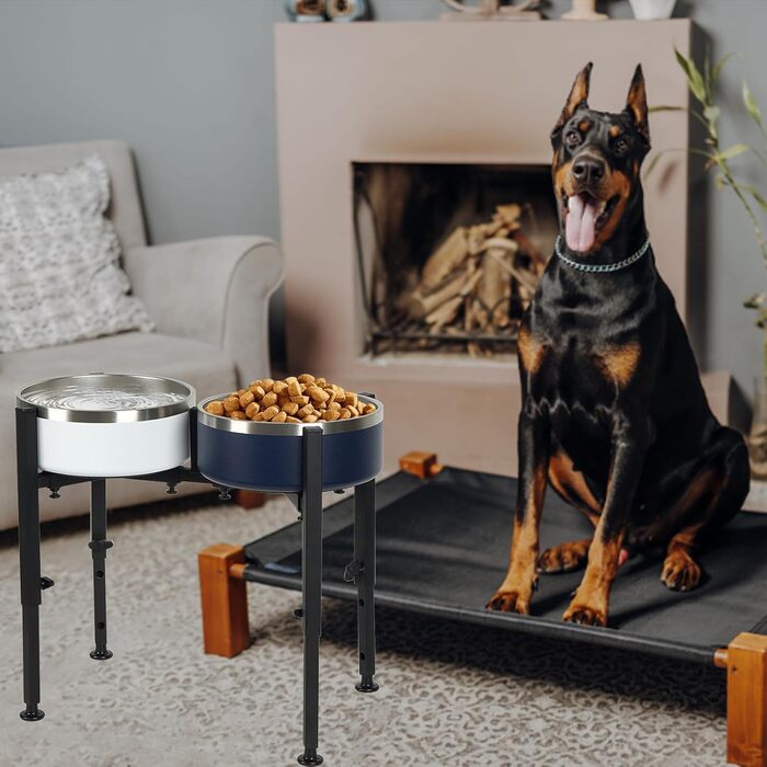 Підвищена годівниця для собак, металева, регульована висота та ширина, для великих, середніх та малих собак