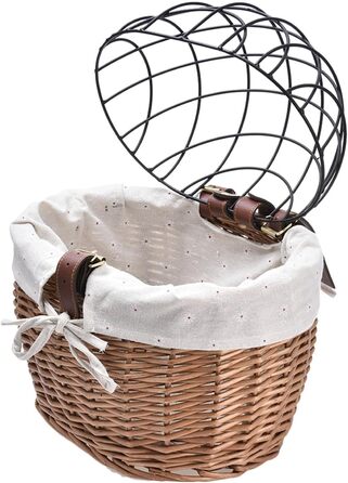 Плетенний кошик для велосипеда з лози | Транспортний кошик для тварин з лози з металевим каркасом, знімний тримач для велосипеда, кошик для собак, цуценят