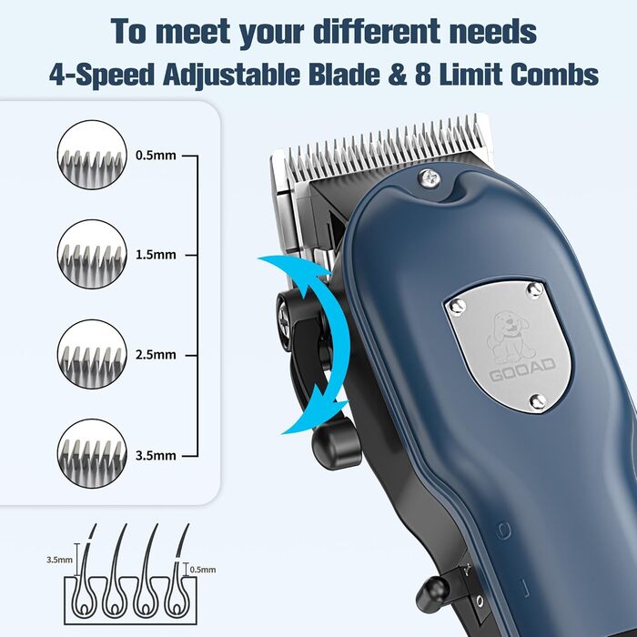 Машинка для стрижки собак, набір для грумінгу, бездротова машинка для стрижки шерсті собак для густої шерсті, тример для собак, тиха машинка для стрижки шерсті собак, тихий тваринний тример для собак, блакитний