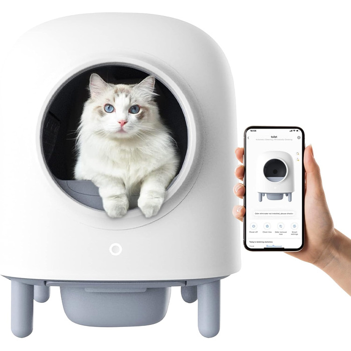 Petree Cube автоматичний туалет для котів, самоочищення, керування через додаток, 56 л, усунення запахів, електрична велика туалетна коробка для кількох котів