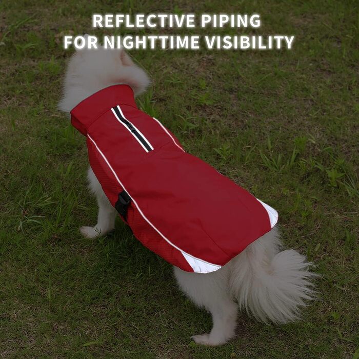 Водонепроникний зимовий теплий дощовик для собак, тепла куртка з флісовою підкладкою, регульована зимова куртка для великих собак (2XL, Червоний)