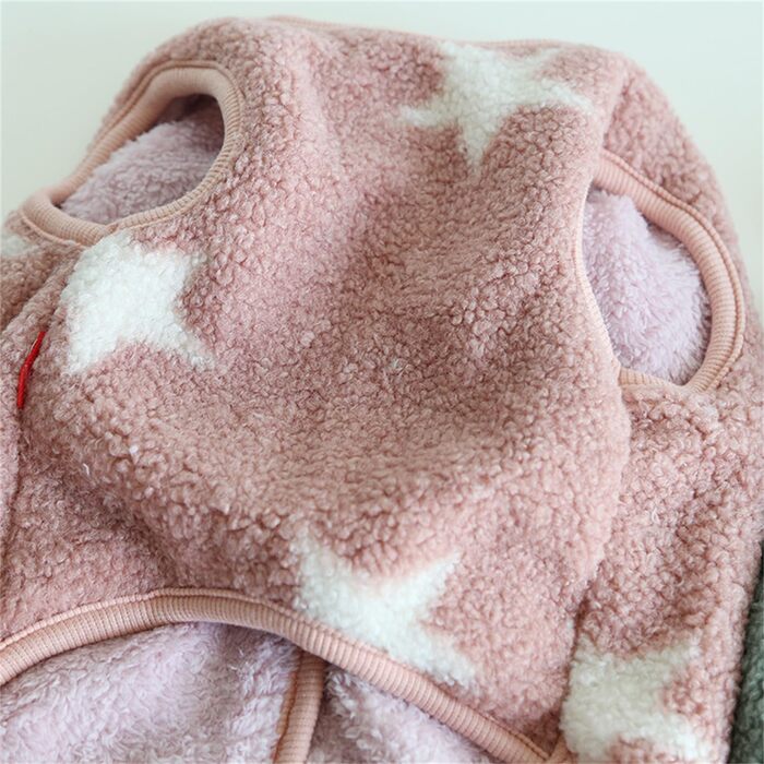 Теплий флісовий теплий одяг для собак для великих собак, маленьких собак з великою грудною кліткою, таких як Французький бульдог, коргі, мопс, бульдог, бультер'єр, шиба та інші - зимова куртка розмір L (XL: обхват грудей 64-66 см, рожевий)