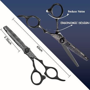 Професійні ножиці для волосся PURPLEBIRD 6 дюймів (ефільовані) з японської сталі 440C для жінок та чоловіків