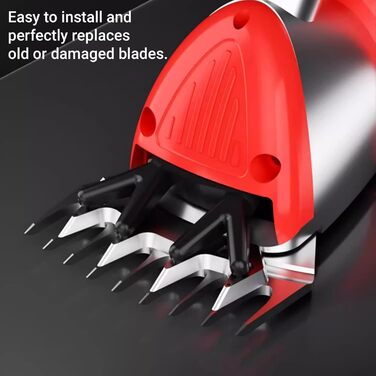 Ножиці для стрижки овець з нержавіючої сталі, універсальні, з змінними лезами (9 зубців, пряма леза + маятникове лезо)