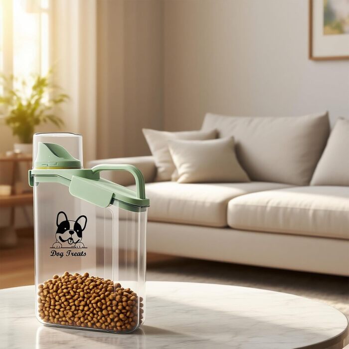Контейнер для корму для собак 2.8L, герметичний, вологостійкий, BPA-free, прозорий, зелений 1391-Dog-Green