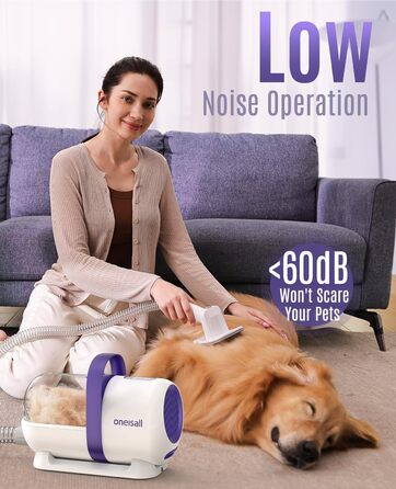 Набір для догляду за собакою Oneisall – пилосос для видалення шерсті з 4 насадками, фіолетовий