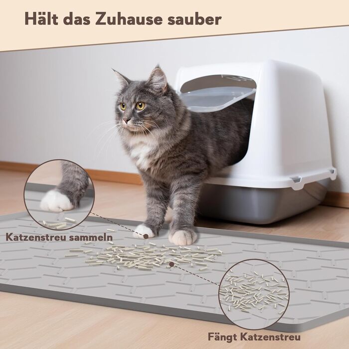 Килимок під лоток для котів Garoopion Katzenklo Matte, 86x56 см, силікон, сірий