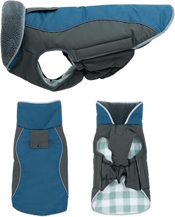 Водонепроникний зимовий одяг для собак - тепла куртка з бавовняним захистом для живота, для малих, середніх та великих собак (Морський, M)