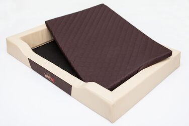 Ліжко для собак - корзина для собак маленьких, середніх та великих порід - подушка для собак - диван для собак з екошкіри - знімний та пральний чохол - Deluxe - розмір M - (L - 120 x 80 см, Бежевий)