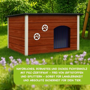 Будка для собак Outentin - XL, 76x60x60 см, тепла та вологостійка, для середніх собак, сучасний дизайн, горіховий колір