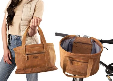 Лідковий кошик Gusti Egan з натуральної шкіри: знімний велосипедний кошик, сумка-мішок, кошик для пікніка, коричневий колір