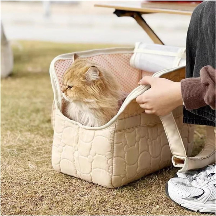 Автокрісло для собак - переноска для маленьких собак, автотранспортування, сумка-переноска, сумка через плече, автокрісло для собак (Сірий, L 41x30x18 см)