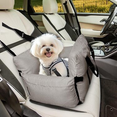 Автокрісло для собак Strusery, до 6 кг, знімний чохол, неслизьке дно, ремінь безпеки, коричневе