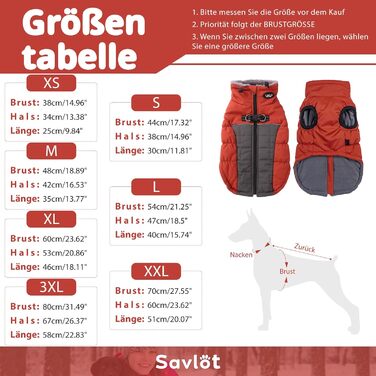 Тепла зимова жилетка для собак Savlot з D-кільцем (3XL, червона)