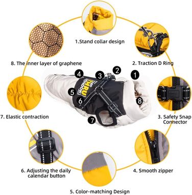 Зимовий одяг для собак, тепла куртка для тварин, костюм для катання на лижах, водонепроникна та вітронепроникна, бавовняна жилетка з рукавами та світловідбиваючими елементами, блискавка (чорний, M)