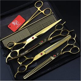 Набір професійних ножиць для грумінгу собак та котів: прямі та зігнуті моделі