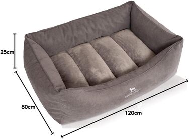 Ортопедичне собаче ліжко Knuffelwuff Baltimore 120x80 см сірого кольору - з двостороннім килимком-книжкою, знімний та пральний чохол, для собак великих, середніх та малих порід