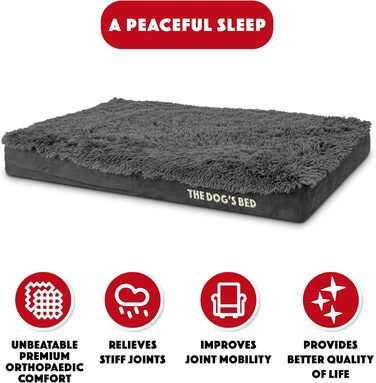 Ортопедичне ліжко для собак, велике, з штучного хутра, 101 x 64 x 10 см, вологостійке, з піною з пам'яті, сіре