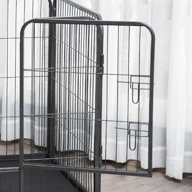 Вольєр для собак PawHut металевий, 4 панелі, подвійні двері, з піддоном, 125x78x80 см, сірий