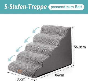 Сходинки для собак COZY KISS: зручні та міцні для малих собак, сірі (83x50x57 см)