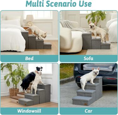 Сходинка для собак COZY KISS з місцем для зберігання, сіра, 43x72x42.5 см