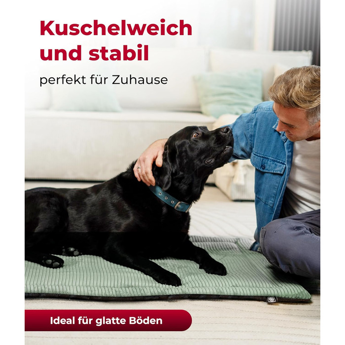 М'яка ковдра для собак L (75x115 см) – Антиковзаюча – Зручна ковдра для собак – Зелений колір, Made in Germany