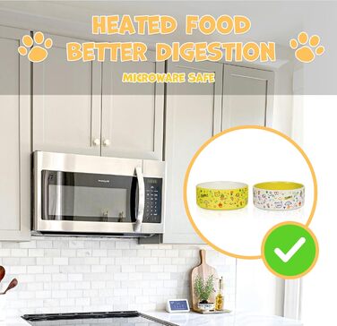 Набір мисок для собак та котів YOBRO (2 шт.), жовто-білі, 482 мл, 13 см, антиковзні, для води та корму