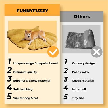 Двосторонній килимок для собак і котів Funny Fuzzy, лист гінко, жовтий, машинне прання, для ліжка, дивана, захист меблів