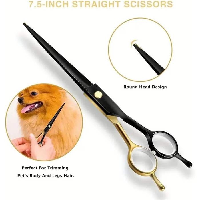 Ножиці для грумінгу собак і котів, нержавіюча сталь, для догляду за шерстю, з вигнутими та прямими лезами, з лезом для розрідження, колір: блакитний павич