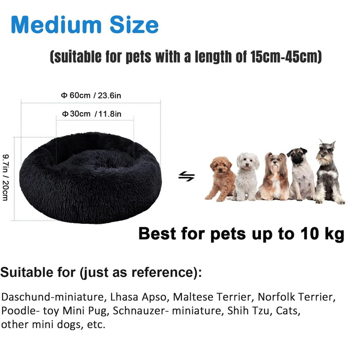 Зручне заспокійливе ліжко для собак середнього розміру, миється, Anti-Angst, ліжко-пончик, розкішне, тепле, м'яке, покращений сон, дивовижне ліжко для котів, затишне, з неслизьким дном