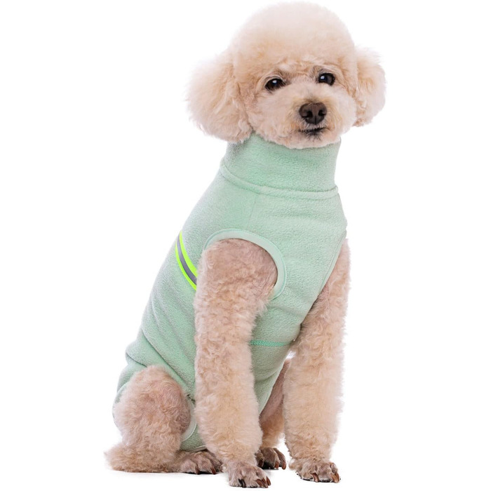 Теплий пуловер для собак, флісова жилетка зі світловідбиваючими елементами, одяг для цуценят, зимова куртка, теплий плащ (зелений, салатовий, L)
