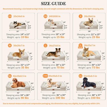 Ортопедичне собаче ліжко Comfort Expression для великих собак: водонепроникне, знімний чохол, зручне та довговічне, бежеве (53x42x9.5 см)