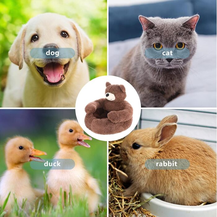 М'яке ліжко для котів та собак: кругле, плюшеве, знімний чохол, 60 см (колір: коричневий)