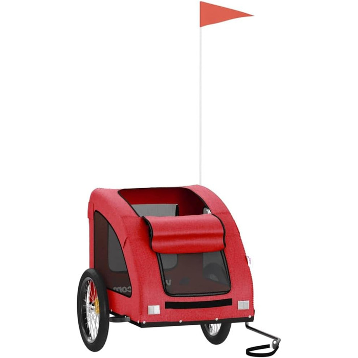 Причіп для собак Fasba: велосипедний причіп для тварин з відбивачами та прапорцем, для котів та собак, червоний, Oxford-тканина та метал