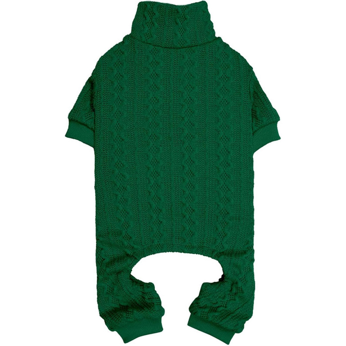 Светр для собак з коміром-горловиною, в'язаний, однотонний, для цуценят, теплий, для собак маленьких та середніх порід (зелений, розмір S/M)
