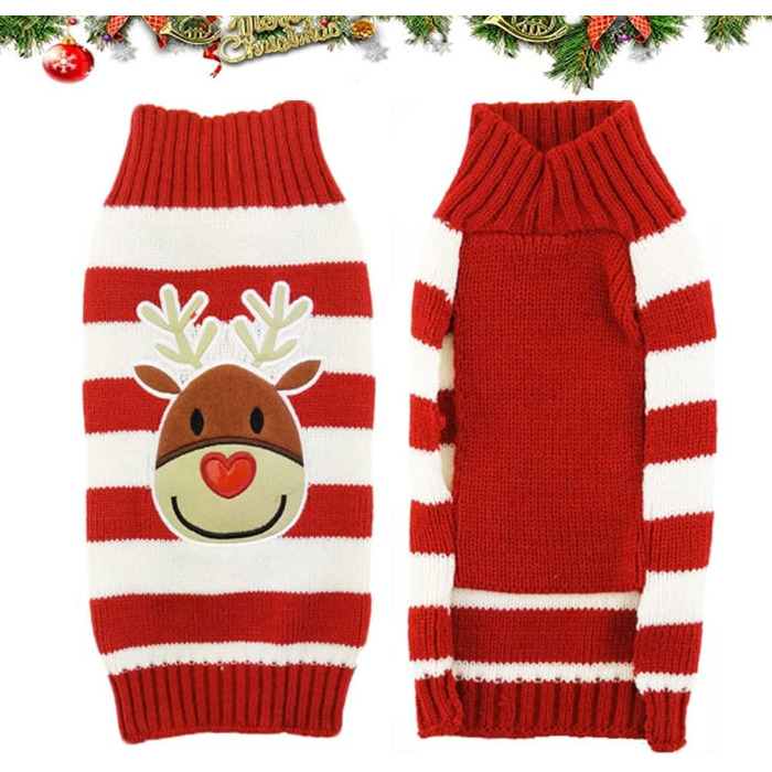 Пуловер для собак на Новий Рік: теплий в'язаний пуловер для домашніх тварин, теплий, модний, для святкування, подарунок, розмір XXL
