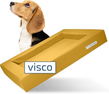 Ліжко для собак з віскоеластичним матрацом - зручне собаче ліжко, софа преміум-якості, захист суглобів, міцна підстилка, розмір L 110 x 90 см (XL: 130 x 100 см, жовтий)