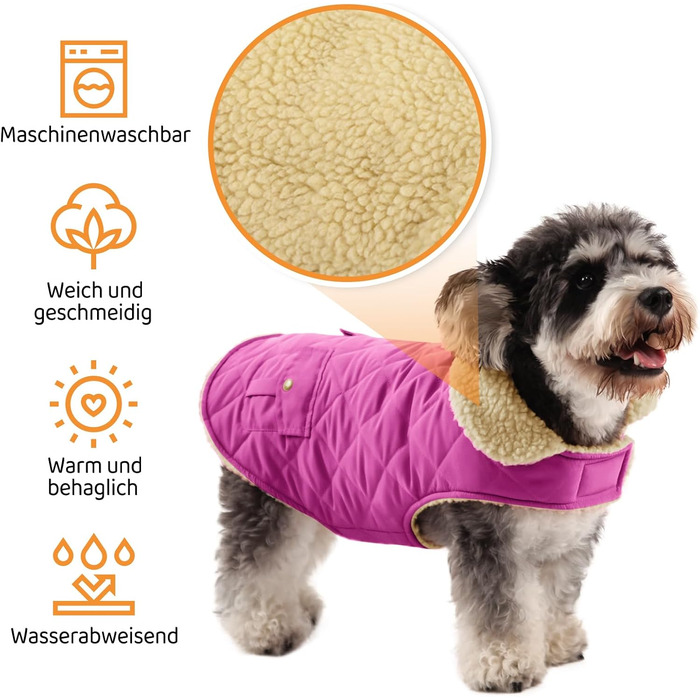 Зимовий теплий верхній одяг для собак Queenmore: флісова куртка для дрібних порід (Такса, Чихуахуа, Пудель, Бульдог, Бігль), розмір S, рожевий