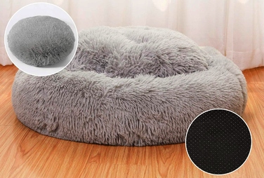 Плюшева лежанка-подушка для собак, сіра, 80 x 80 см