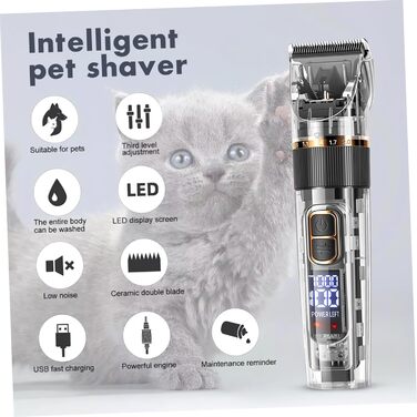 Набір машинок для грумінгу домашніх тварин POPETPOP: акумуляторні, бездротові, тихі з цифровим дисплеєм, для собак та котів