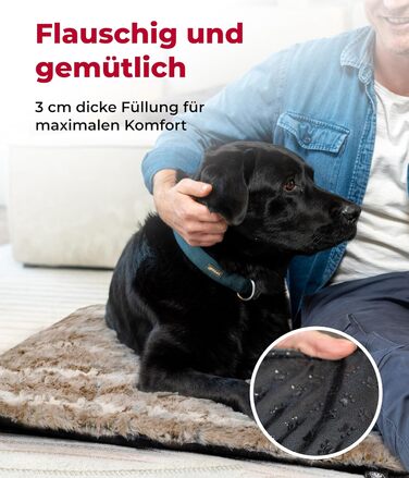 Килимок для собак преміум-якість з антиковзаючою основою (75x115 см) – м'який та зручний – тепла собача ковдра – пісочний колір, Made in Germany 115x75см