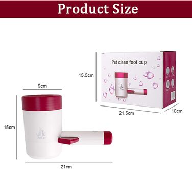 Автоматичний мийка лап для собак Ebbels: 360° обертання, портативна, м'який силікон, масаж, червоний