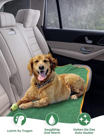 Рушник для собак з мікрофібри, халат для собак, швидковисихаючий, регульований, для великих, середніх та малих собак/котів (зелений, M)