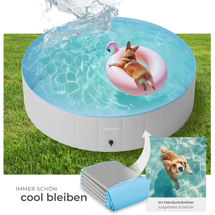 Басейн Tectake® для собак та дітей: надувний, складний, діаметр 120 см